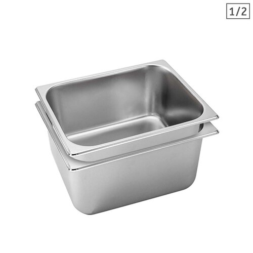 2X Gastronorm GN Pan Full Size 1/2 GN Pan 20cm Deep Stainless Steel Tray