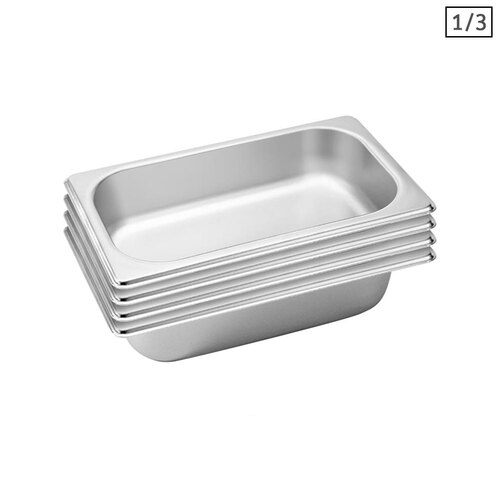 4X Gastronorm GN Pan Full Size 1/3 GN Pan 6.5 cm Deep Stainless Steel Tray