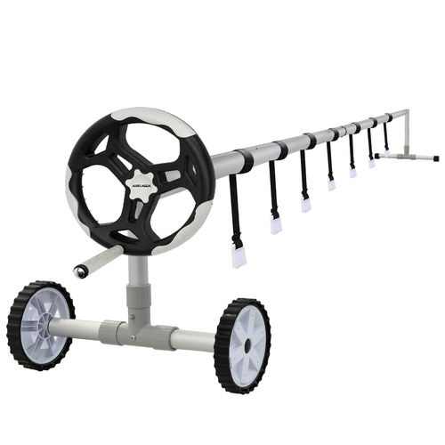 AURELAQUA Swimming Pool Roller Cover Reel 5.7m Adjustable Solar Wheels Thermal