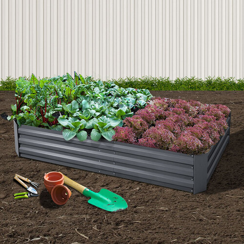 Green Fingers Galvanised Steel Garden Bed - Aliminium Grey