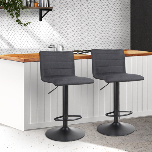 Faux Linen Bar Stools - Black