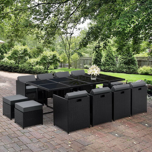 13 Piece Wicker Outdoor Dining Table Set 
