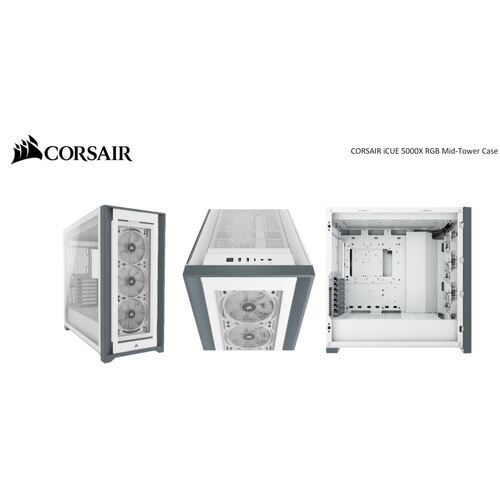 CORSAIR 5000X RGB TG E-ATX, ATX, USB Type-C, 3x 120mm TGB Front, Radiator 360mm. 7+2 PCI, 4x 2.5\' SSD, 2x 3.5\' HDD. VGA 420mm. Tower Case