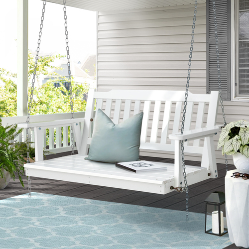 Porch Swing Chair with Chain Garden Bench Outdoor Furniture Wooden