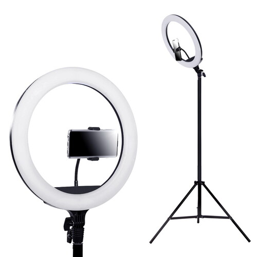 LED Ring Light 5500K Dimmable Diva Diffuser With Stand Make Up Studio
