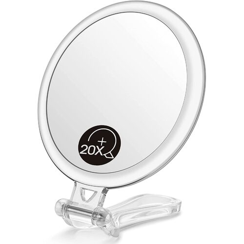 Double-Sided Magnifying Foldable Makeup Mirror for Handheld, Table and Travel Usage