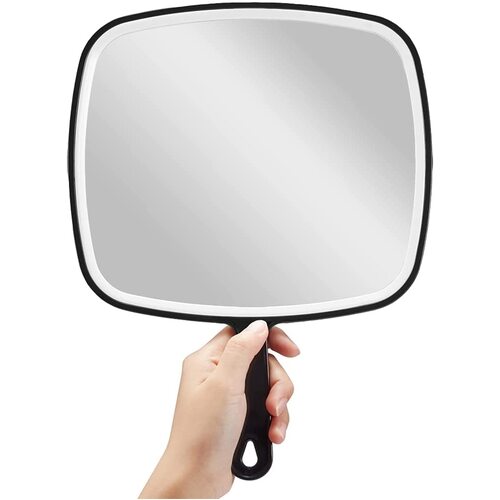 Extra Large Black Handheld Mirror with Handle