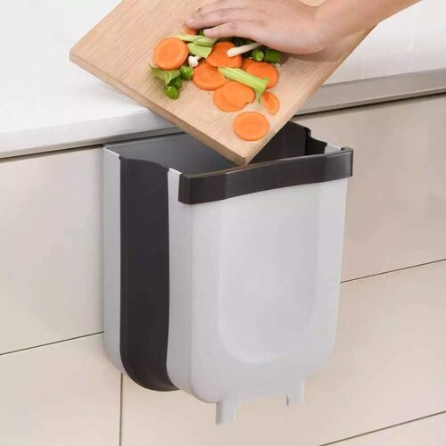 Hanging Trash Can Collapsible Small Garbage Waste Bin for Kitchen Cabinet Door