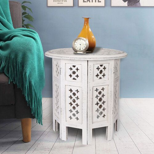 Desborough Scilla Rubber Wood Timber Round 45cm Side Table