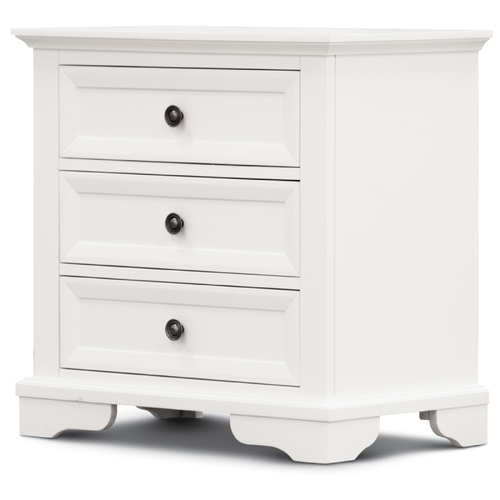 Hucclecote Bedside Table 3 Drawers Storage Cabinet Nightstand End Tables - White