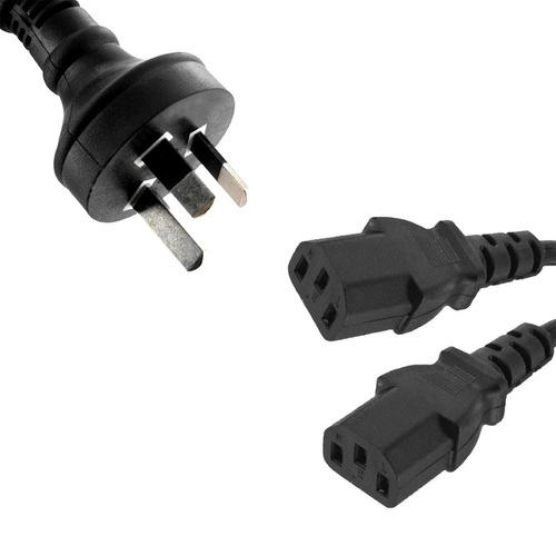 8WARE 10amp Y Split Power Cable with AU/NZ 3-pin Male Plug 2xIEC F C13 Socket & Cord for PC & Monitor to Wall Power Socket CBPOWERY