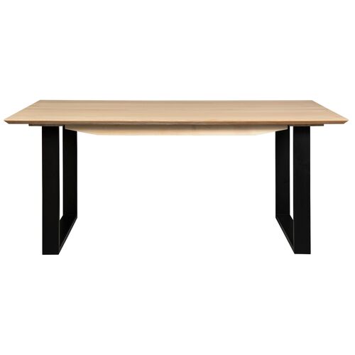 Aconite Dining Table Solid Messmate Timber Wood Black Metal Leg - Natural