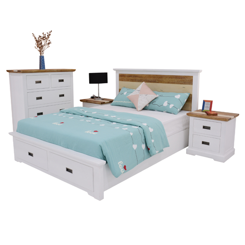 Barna Bed Frame Suite Bedside Dresser Furniture Package - Multi Color