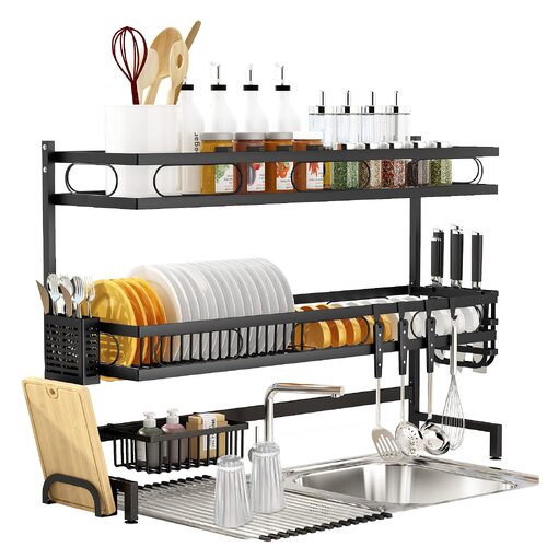 3 tier Over Single Sink Dish Drying Rack Drainer Kitchen Cutlery Holder Storage Organizer