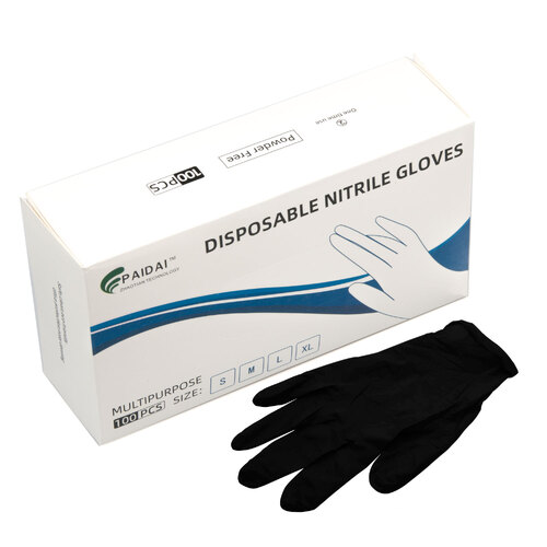 100x Nitrile Black Industrial Mechanic Tattoo Food Disposable Gloves