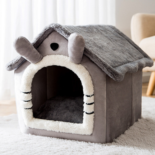 Dog House Bed Portable Cat Bed Removable Cushion Cat Cave, Foldable  Pets Puppy Kitten Rabbit