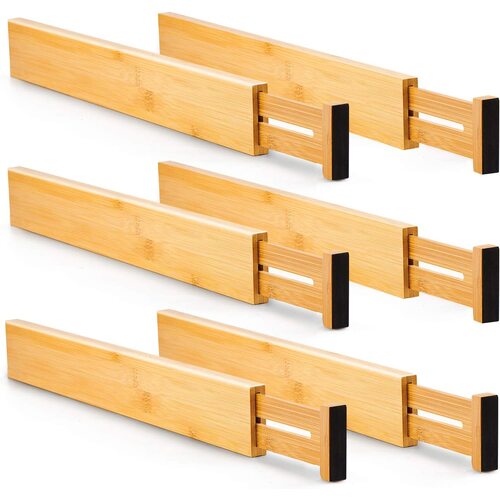 Bamboo Adjustable Kitchen Drawer Dividers (Large, 44-55 cm)