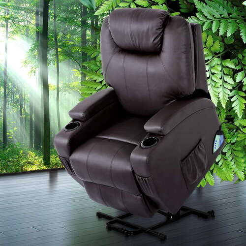 Electric Recliner Lift Chair Massage Armchair Heating PU Leather