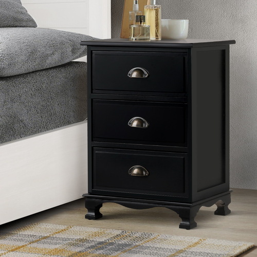 Dearne Vintage Bedside Table Chest Storage Cabinet Nightstand