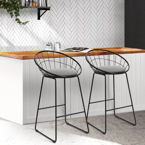 Bar Stools Steel Fabric - Grey and Black