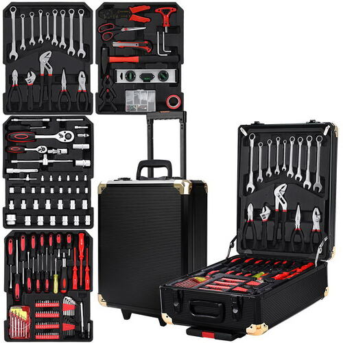 Tool Kit Trolley Case Mechanics Box Toolbox Portable DIY Set BK