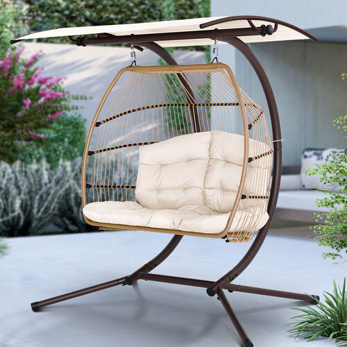 Outdoor Furniture Lounge Hanging Swing Chair Egg Hammock Stand Rattan Wicker