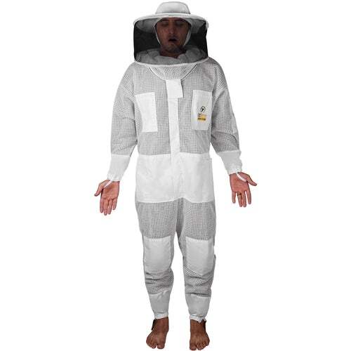 OZBee Premium Full Suit 3 Layer Mesh Ultra Cool Ventilated Round Head Beekeeping Protective Gear Size