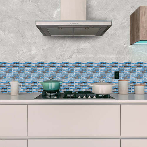 9PCS Mosaic Marble Bricks Self-adhesive Bathroom Kitchen Wall Tile Sticker