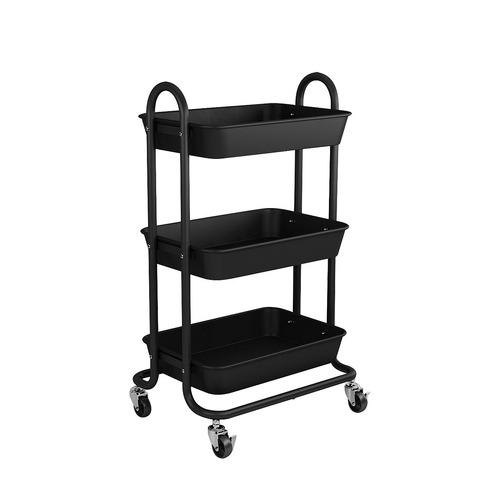 3 Tiers Kitchen Storage Trolley Cart Steel Rack Shelf Organiser