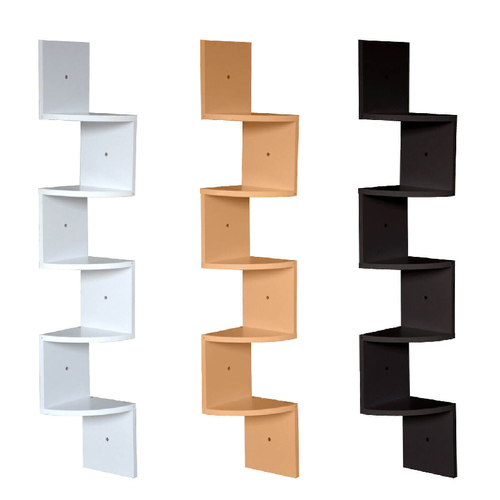 5 Tier Corner Wall Shelf Display Shelves DVD CD Storage Zig-tag Rack