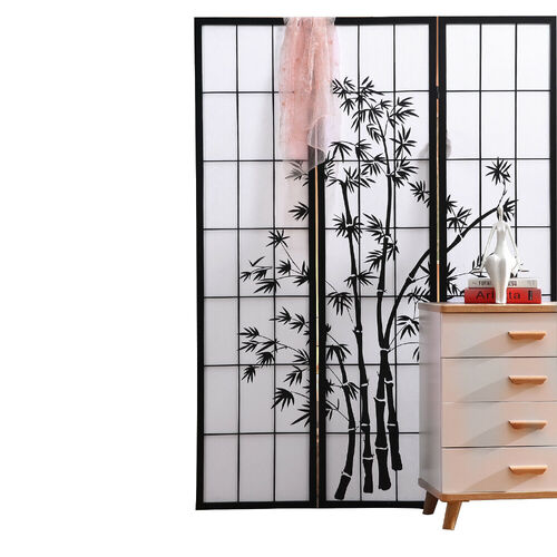 Scituate Free Standing Foldable  Room Divider Privacy Screen Bamboo Print