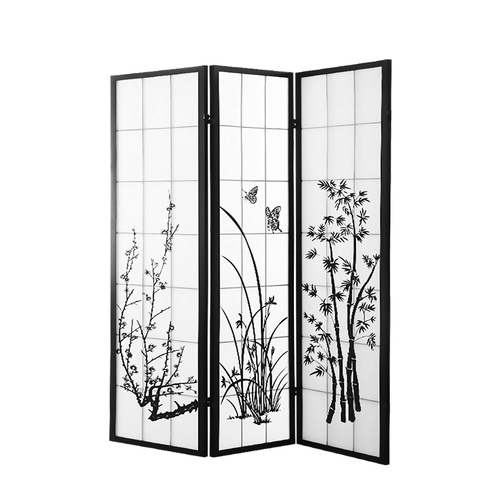 Almondbury Room Divider Screen Door Stand Privacy Fringe Wood Fold Blossom