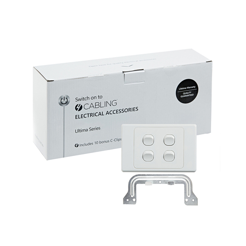 4C | Ultima Switch 250V 16AX - Horizontal - 10 Pack with 10 FREE C-Clips