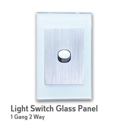 Vertical Wall Switch 2 Way Ocean Blue Glass Frame 