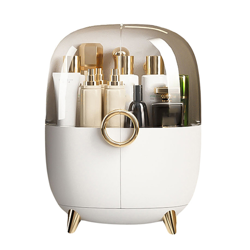 Transparent Countertop Makeup Organiser Cosmetic Storage Waterproof Dustproof Bathroom Skincare Holder with Lid