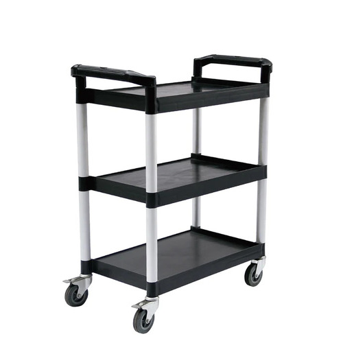 3 Tier Food Trolley Portable Kitchen Cart Multifunctional Big Utility Service with wheels 830x420x950mm Black