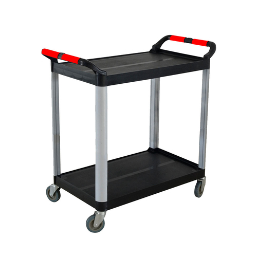 2 Tier Food Trolley Portable Kitchen Cart Multifunctional Big Utility Service with wheels Black