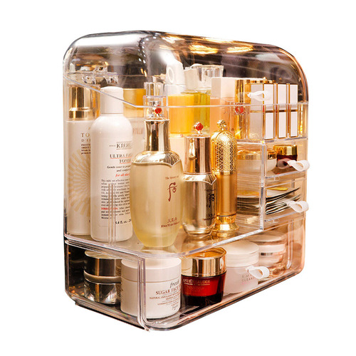 Transparent Cosmetic Storage Box Clear Makeup Skincare Holder with Lid Drawers Waterproof Dustproof Organiser