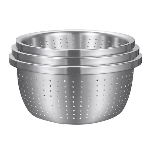 Stainless Steel Nesting Basin Colander Perforated Kitchen Sink Washing Bowl Metal Basket Strainer