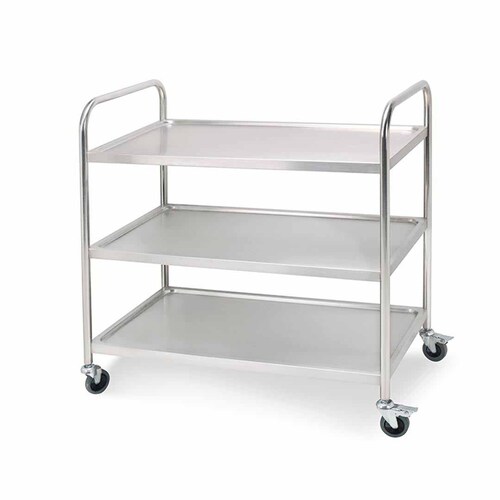 Stainless Steel Kitchen Dinning Food Cart Trolley Utility Round