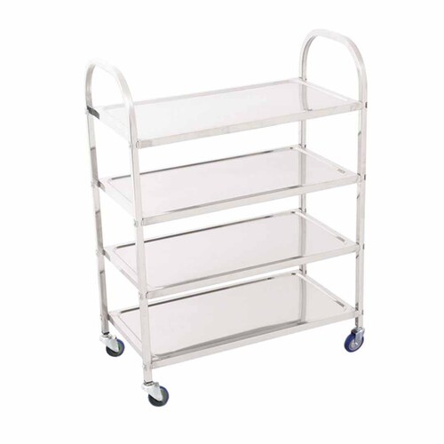 4 Tier Stainless Steel Kitchen Dinning Food Cart Trolley Utility Size Square