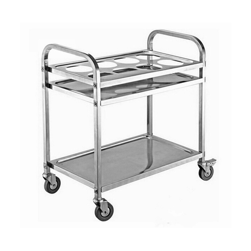 2 Tier Stainless Steel 8 Compartment Kitchen Seasoning Car Service Trolley Condiment Holder Cart Spice Bowl