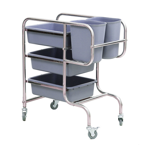 3 Tier Food Trolley Food Waste Cart Five Buckets Kitchen Food Utility Square