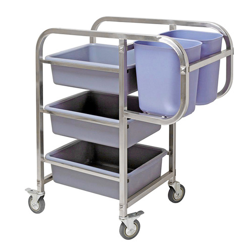 3 Tier 81x43x87cm Food Trolley Food Waste Cart Five Buckets Kitchen Food Utility Round