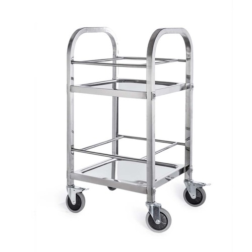 2 Tier 500x500x950 Stainless Steel Square Tube Drink Wine Food Utility Cart