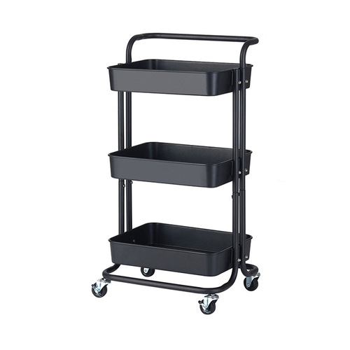 3 Tier Steel Movable Kitchen Cart Multi-Functional Shelves Portable Storage Organizer with Wheels
