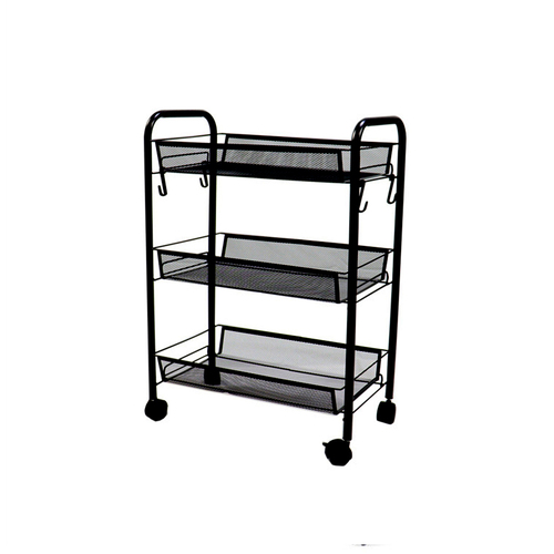 Steel Black Bee Mesh Kitchen Cart Multi-Functional Shelves Portable Storage Organizer with Wheels