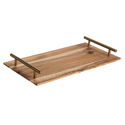 Brown  Rectangle Wooden Acacia Food Serving Tray Charcuterie Board Home Decor