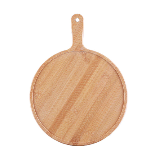 Blonde Round Premium Wooden Serving Tray Board Paddle with Handle Home Decor