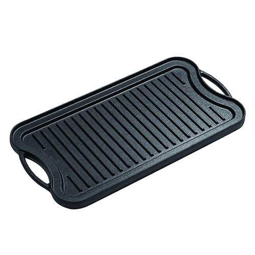 50.8cm Cast Iron Ridged Griddle Hot Plate Grill Pan BBQ Stovetop